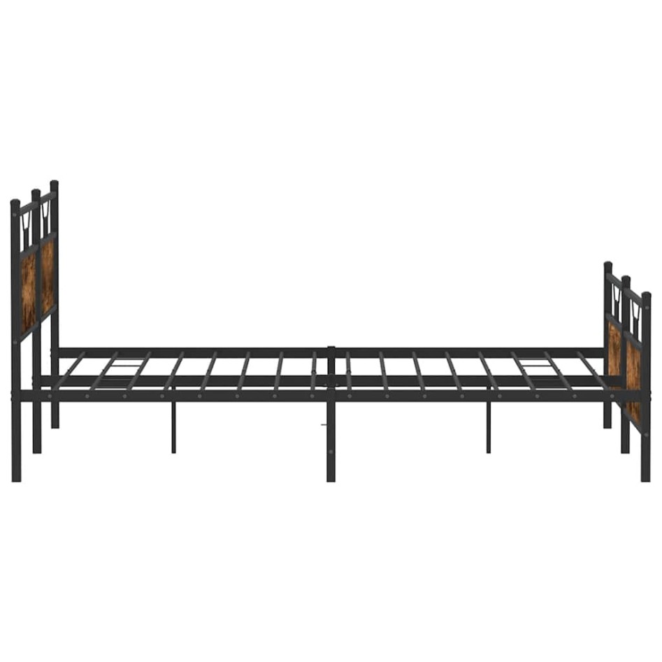 Estructura de cama sin colchón metal roble ahumado 160x200