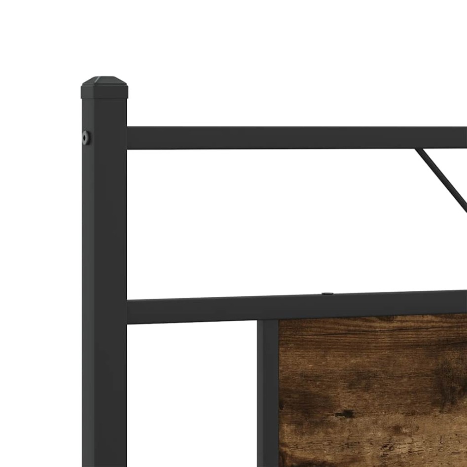 Estructura de cama sin colchón metal roble ahumado 160x200
