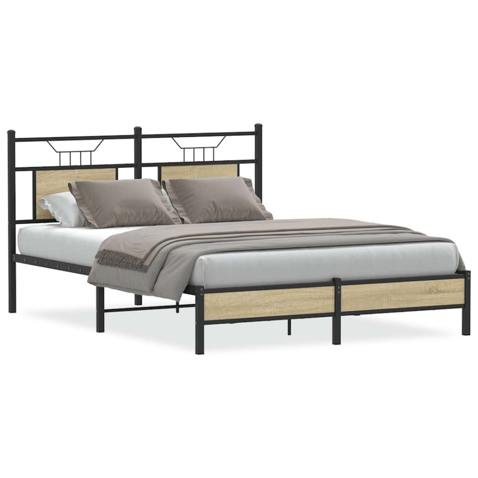 Estructura de cama sin colchón madera roble Sonoma 140x190