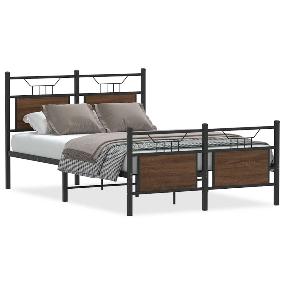 Estructura de cama sin colchón madera marrón roble 120x200