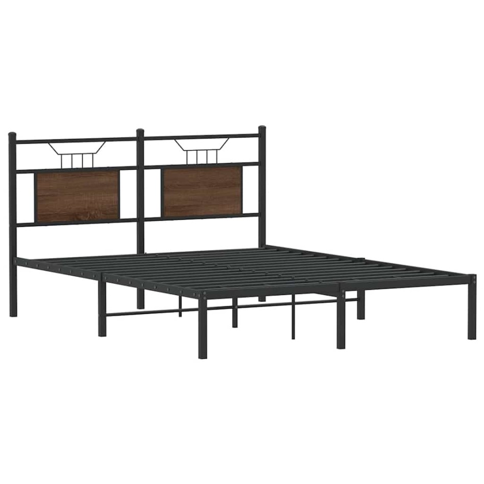 Estructura de cama sin colchón madera marrón roble 140x190