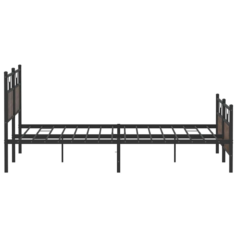 Estructura de cama sin colchón metal roble marrón 180x200