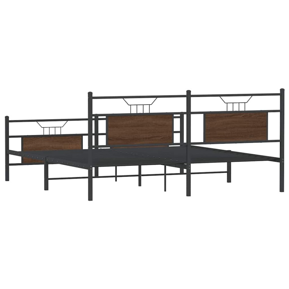Estructura de cama sin colchón metal roble marrón 180x200