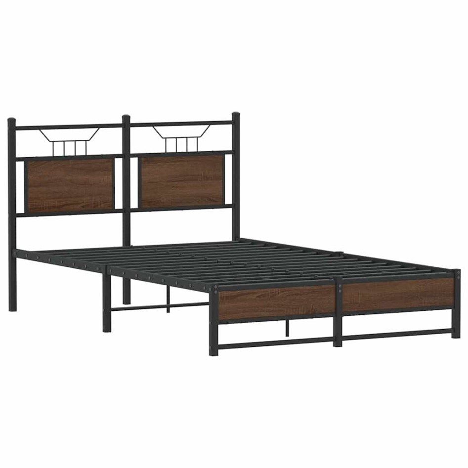 Estructura de cama sin colchón madera marrón roble 120x190