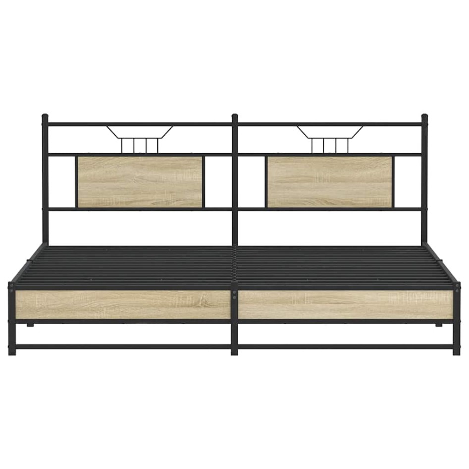 Estructura de cama sin colchón metal roble Sonoma 180x200