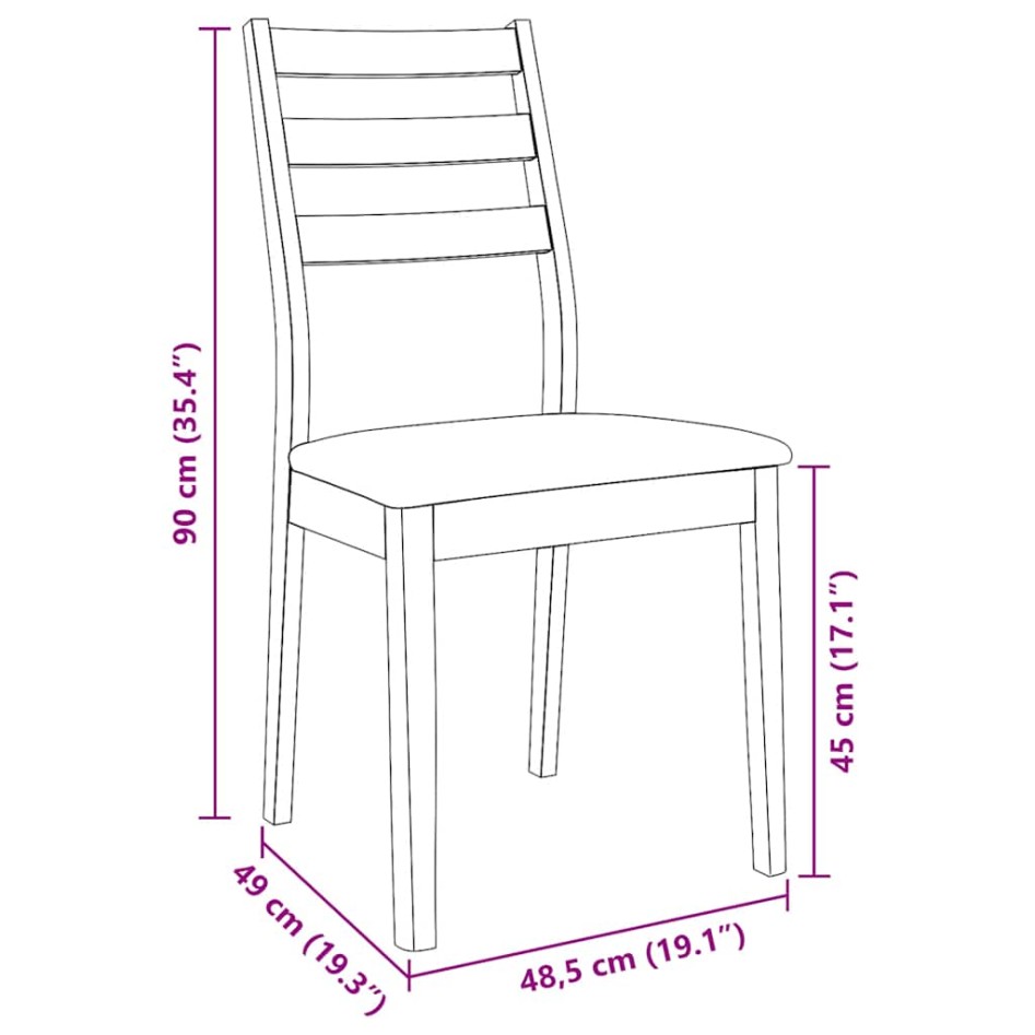 Sillas de comedor con cojines 2 uds madera maciza marrón