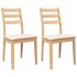 Sillas de comedor con cojines 2uds madera maciza natural