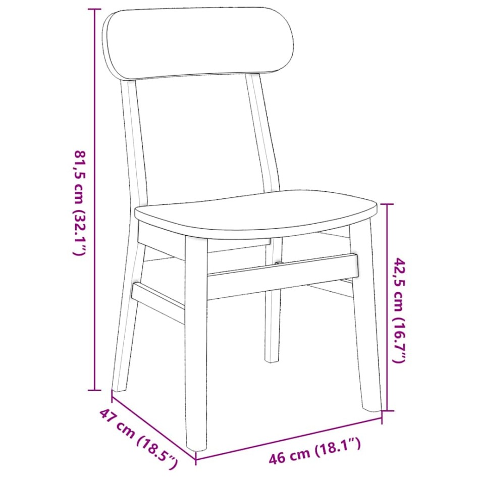 Sillas de comedor 2 unidades madera maciza de