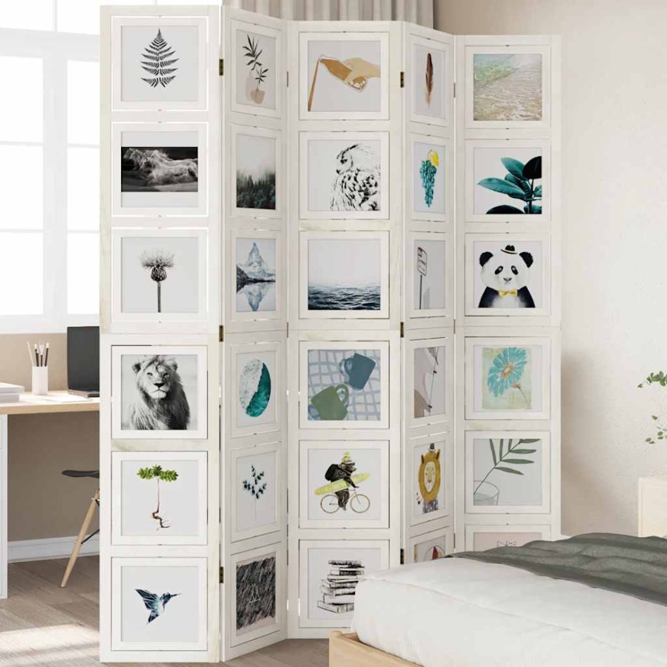 Biombo separador de 5 paneles madera maciza Paulownia