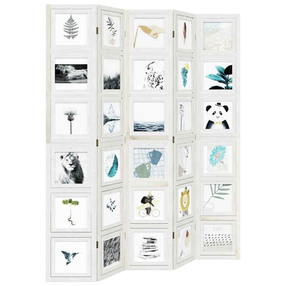 Biombo separador de 5 paneles madera maciza Paulownia