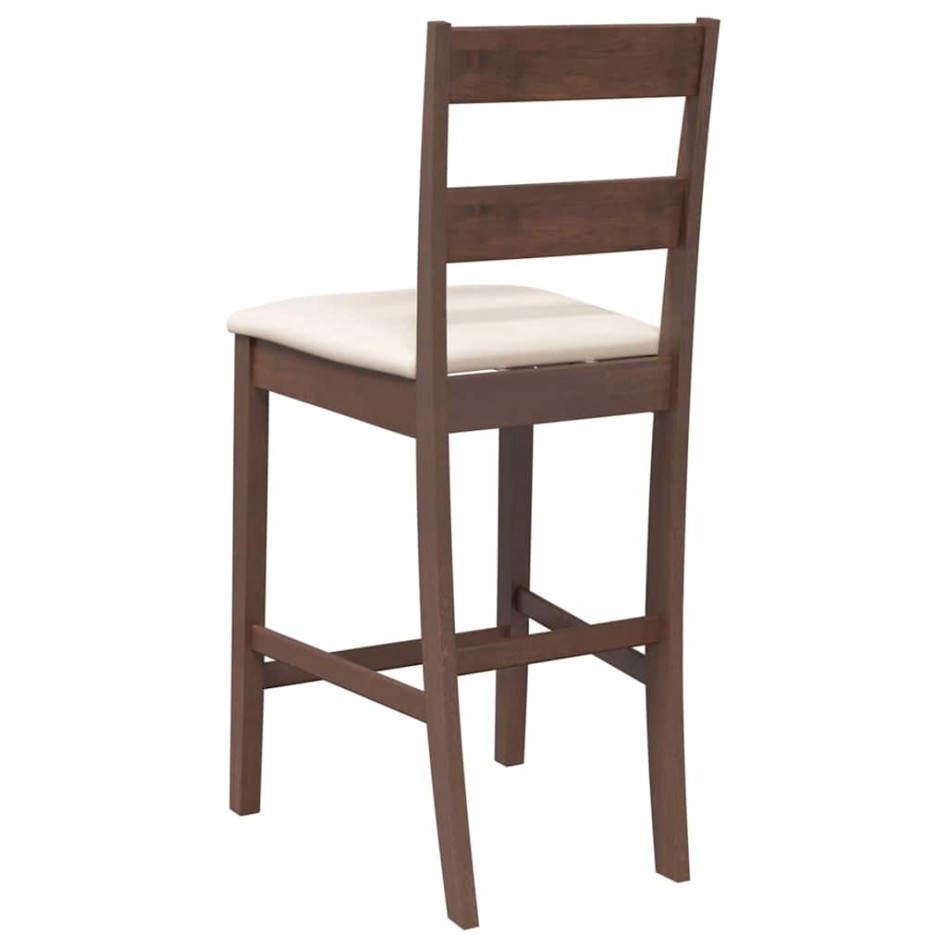 Taburetes de bar con cojines 2 uds madera maciza marrón