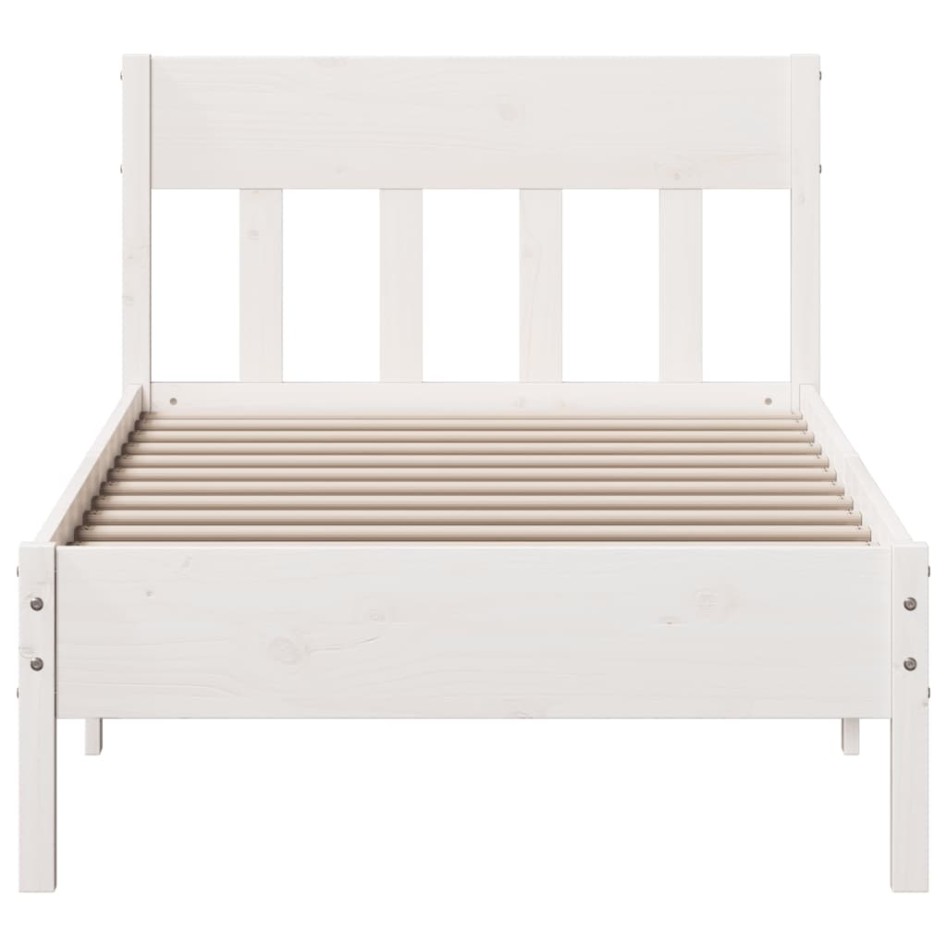 Estructura de cama con cabecero madera pino blanco 90x190