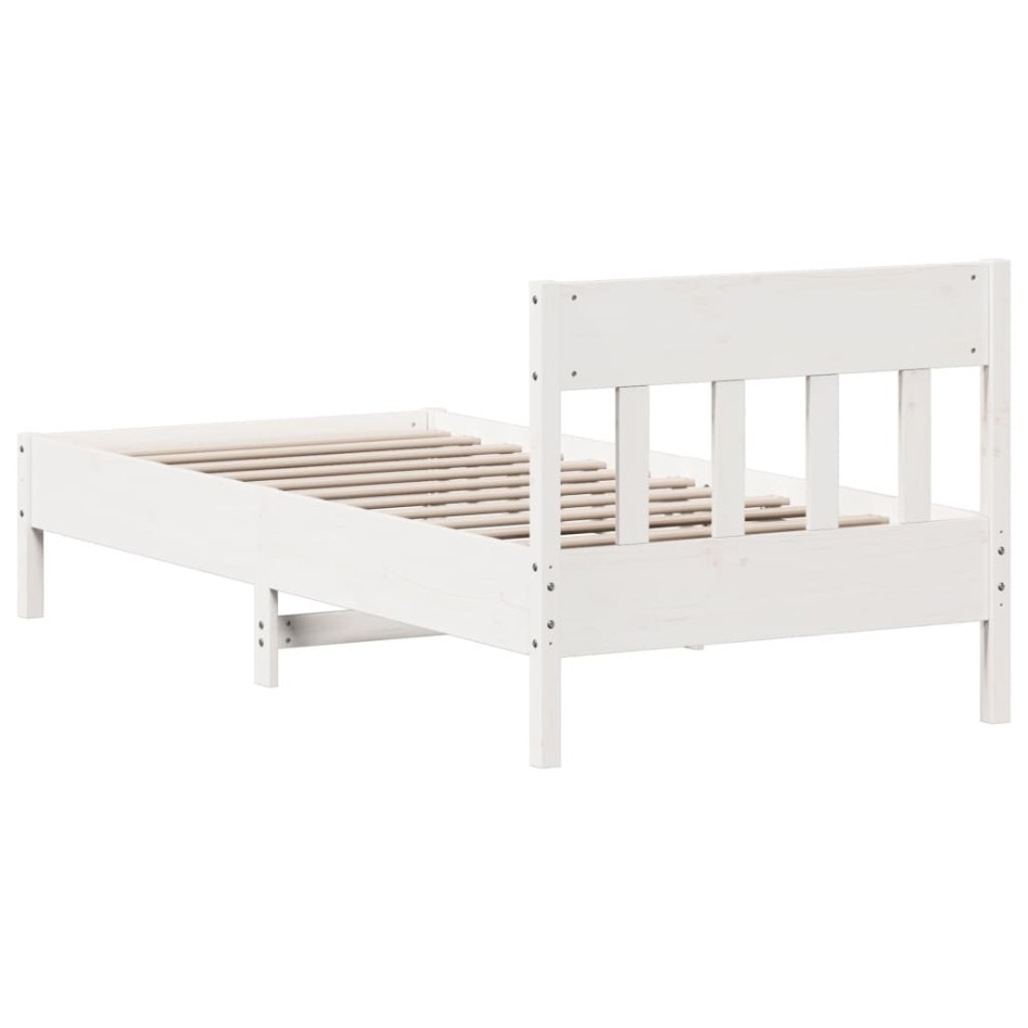 Estructura de cama con cabecero madera pino blanco 90x190