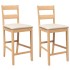 Taburetes de bar con cojines 2 uds madera maciza natural