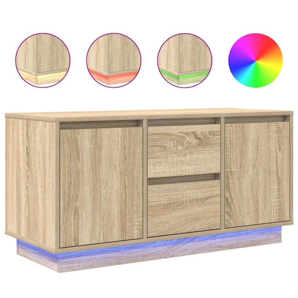 Mueble de TV con luces LED roble Sonoma 100x41x50