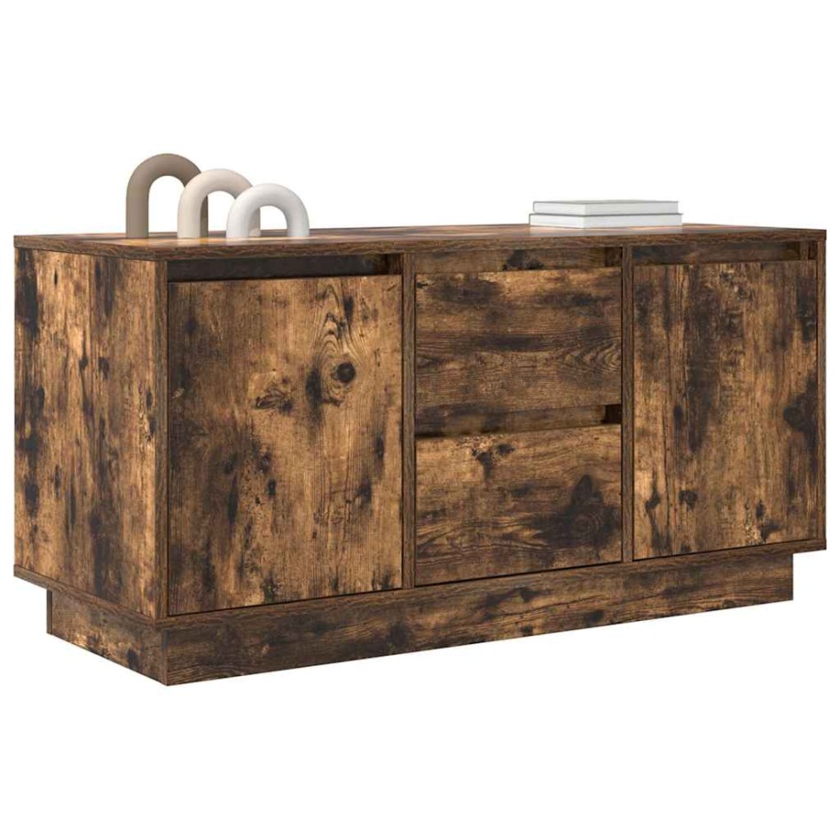 Mueble de TV con luces LED roble ahumado 100x41x50