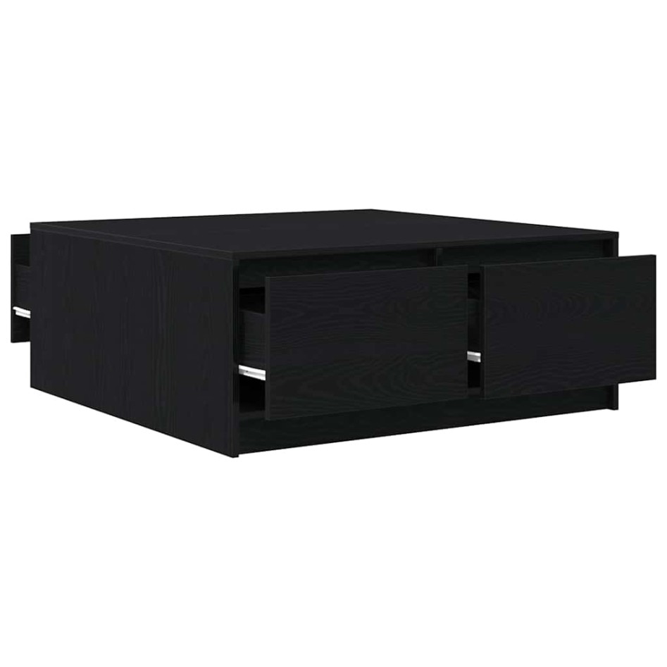 Mesa de centro con cajones roble negro 100x100x40