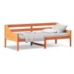 Sofá cama de madera maciza de pino marrón cera 80x200 cm