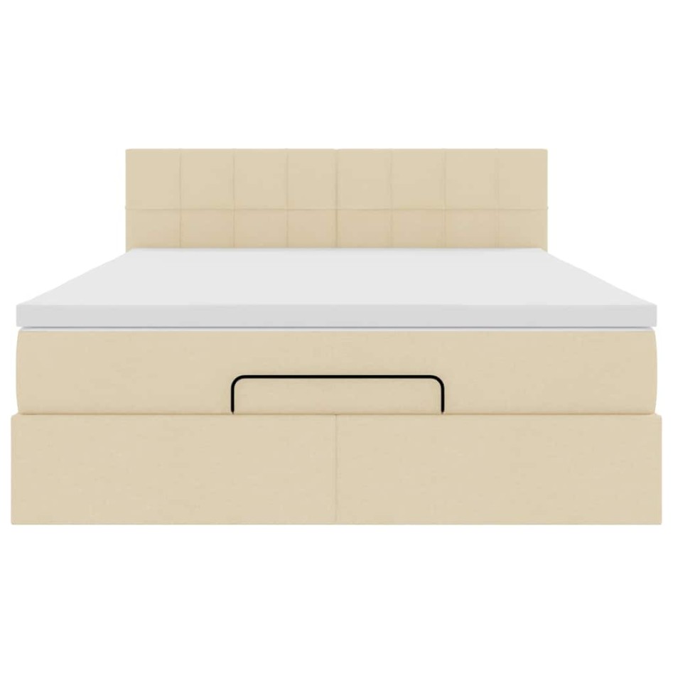 Cama otomana con colchón LED crema 140x190 cm