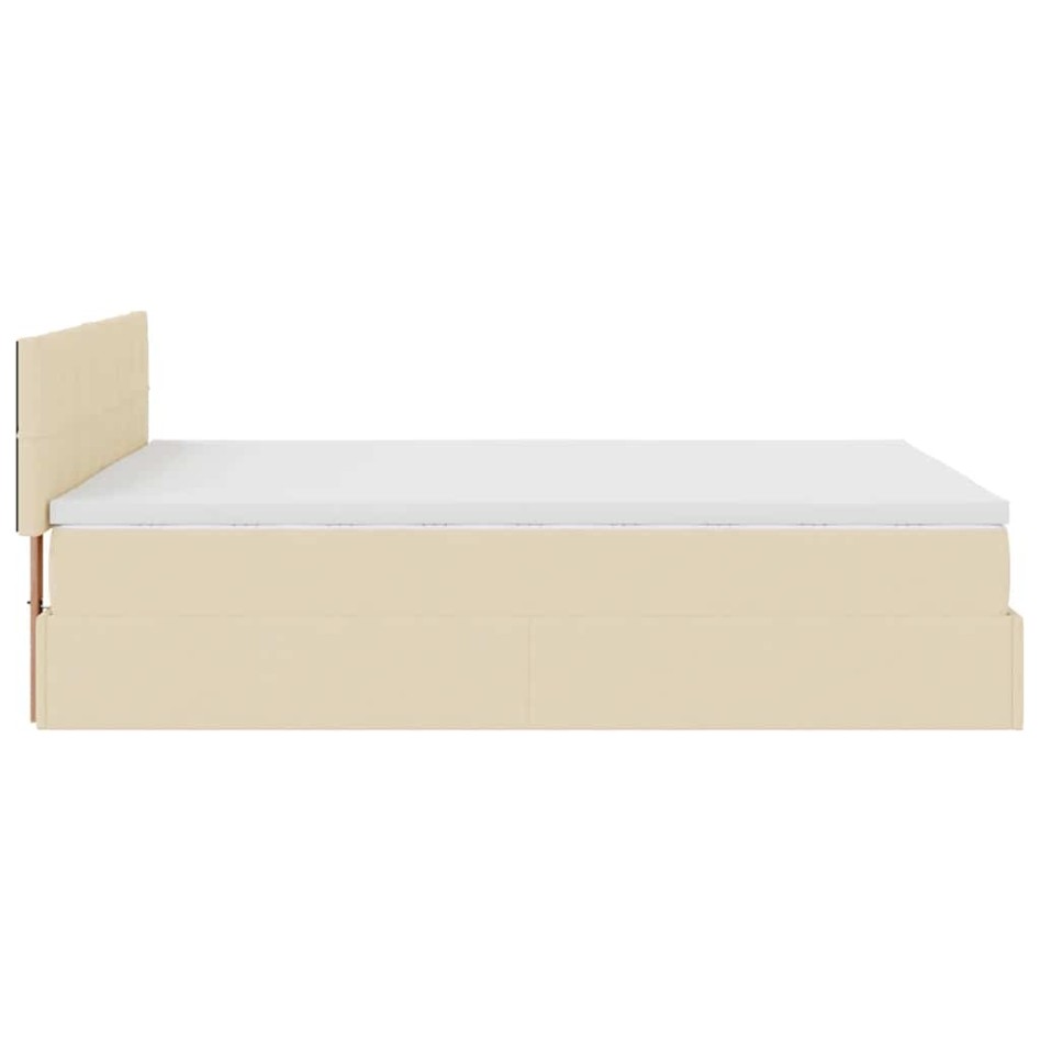 Cama otomana con colchón LED crema 140x190 cm