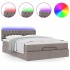 Cama otomana con colchón y luces LED gris topo 140x200 cm