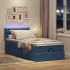 Cama otomana con colchón y luces LED azul 100x200 cm