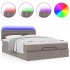 Cama otomana con colchón y luces LED gris topo 140x200 cm