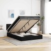 Cama otomana con colchón LED negra 140x190 cm tela