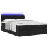 Cama otomana con colchón y luces LED Tela negra 140x200