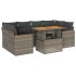 Set sofás jardín y cojines 6 pzas ratán sintético acacia