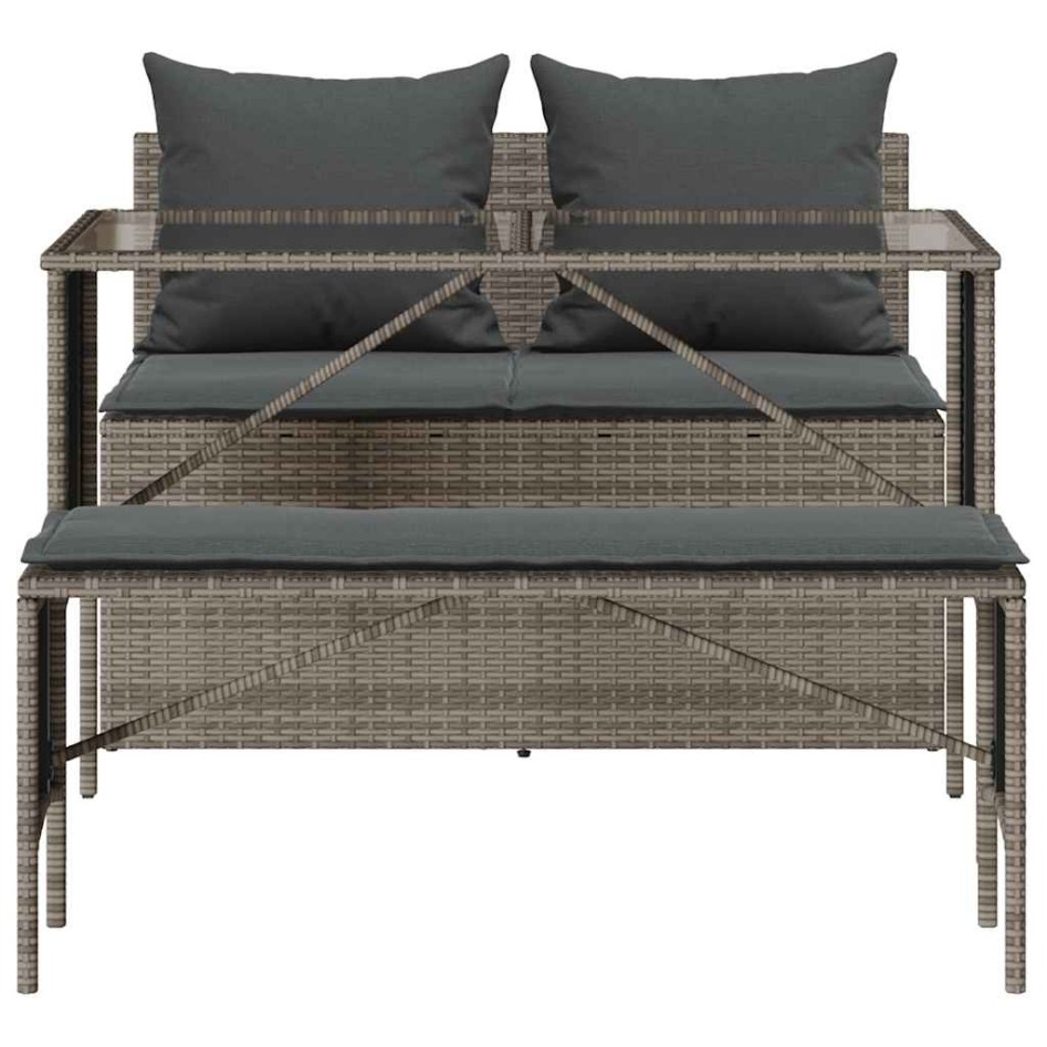 Set comedor de jardín 3 piezas con cojines ratán sintético