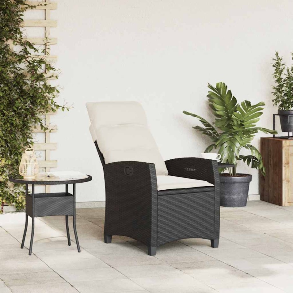 Silla de jardín reclinable con mesa auxiliar ratán