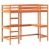 Cama alta con escritorio madera maciza pino marrón 80x200