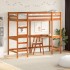 Cama alta con escritorio madera maciza pino marrón 80x200