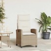 Silla de jardín reclinable con mesa auxiliar ratán beige
