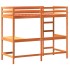 Cama alta con escritorio madera maciza pino marrón 80x200