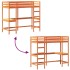 Cama alta con escritorio madera maciza pino marrón 80x200