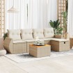 Juego de sofás jardín con cojines 6 pzas ratán sintético beige