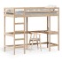 Cama alta con escritorio madera maciza de pino 75x190
