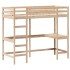 Cama alta con escritorio madera maciza de pino 75x190
