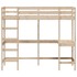 Cama alta con escritorio madera maciza de pino 75x190