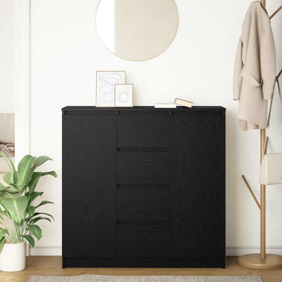 Aparador con cajones roble negro 100,5x35x98,5