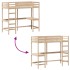 Cama alta con escritorio madera maciza de pino 75x190