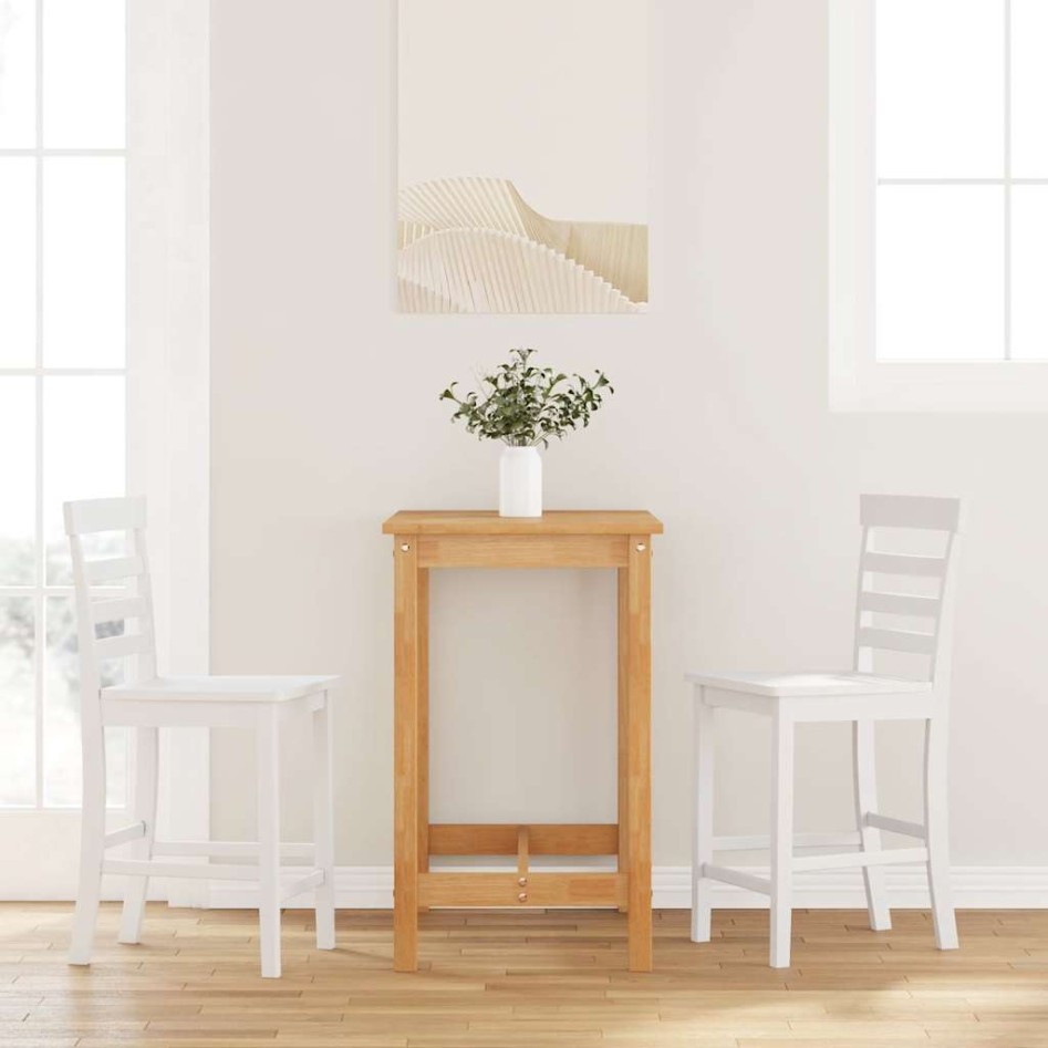 Taburetes de bar 2 uds madera maciza blanca