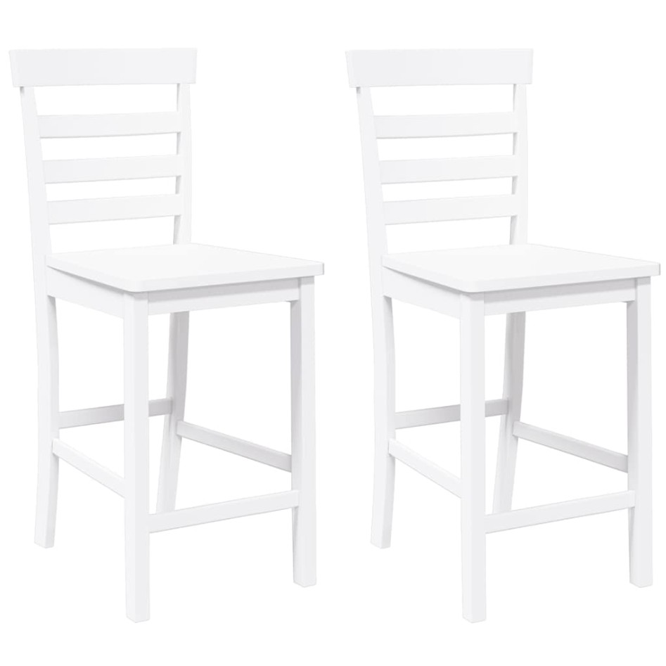 Taburetes de bar 2 uds madera maciza blanca