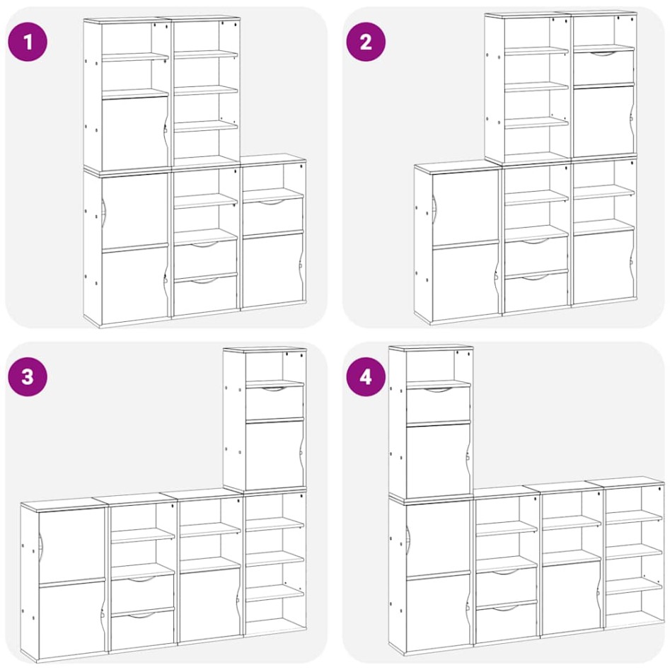 Armarios auxiliares 5 uds ODDA blanco 40x24x79 cm madera