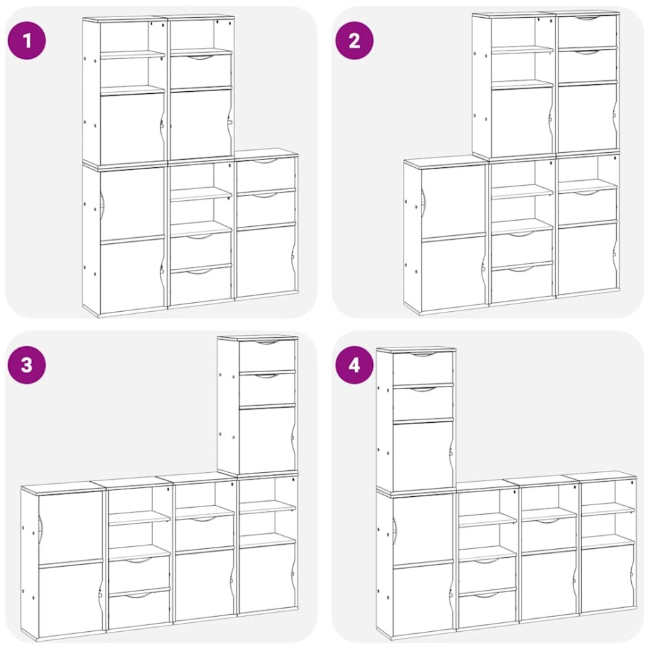 Armarios auxiliares 5 uds ODDA 40x24x79 cm Madera maciza