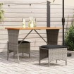 Set comedor de jardín 3 piezas con cojines ratán sintético gris