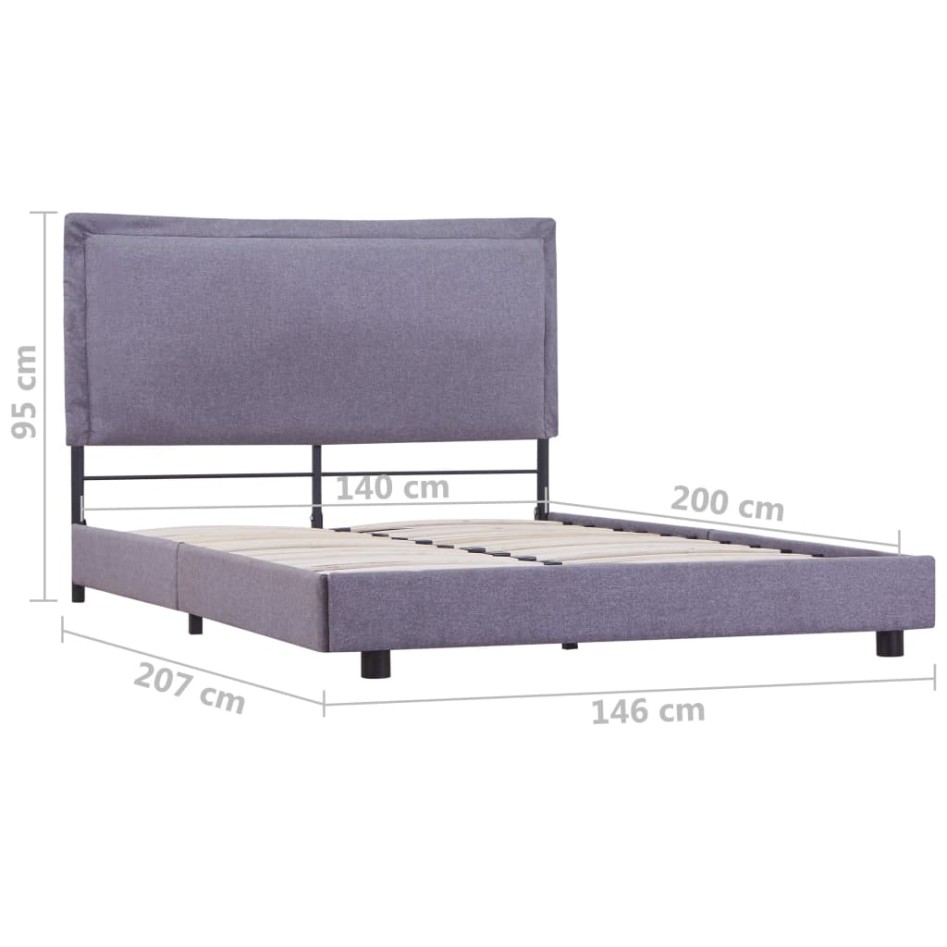 Estructura de cama sin colchón de tela gris claro 135x190