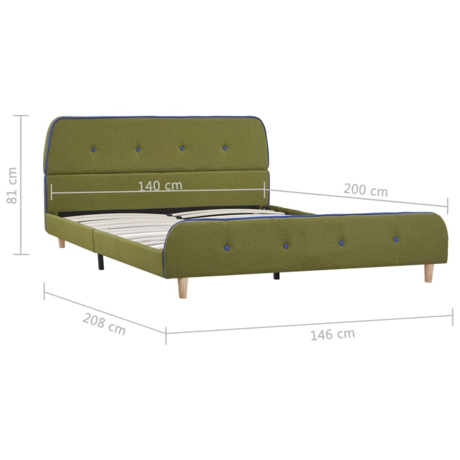 Estructura de cama sin colchón de tela verde 135x190